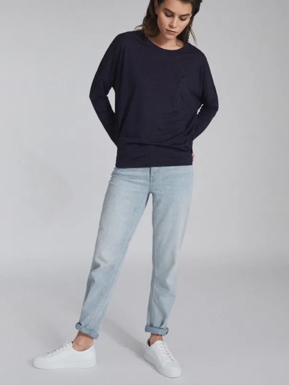 REISS Coraline Fine Jersey Long Sleeved T-Shirt